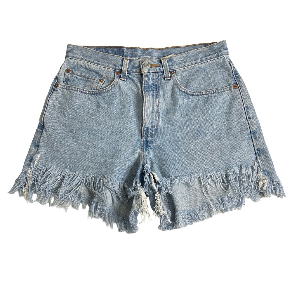 Vintage 90s Levis‎ 550 Cutoff Denim Shorts 31 Frayed Hem High Rise Daisy Dukes
